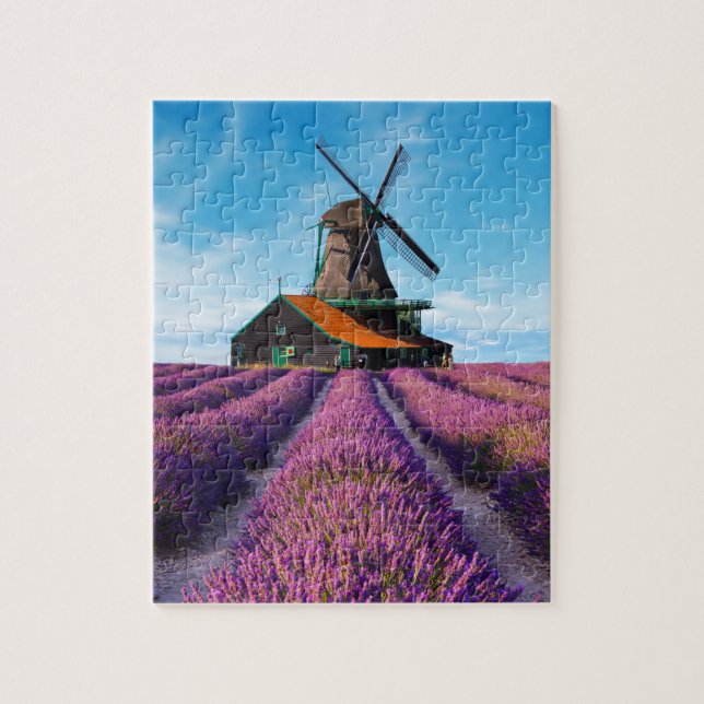 Valensole Lavender Fält Provence Frankrike Pussel (Vertikal)