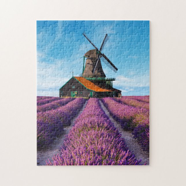 Valensole Lavender Fält Provence Frankrike Pussel (Vertikal)