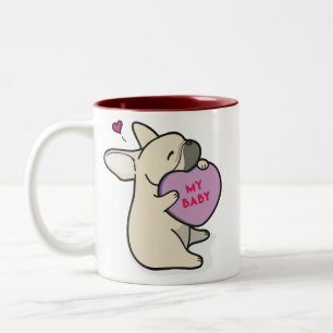 Valentin 2015-French Bulldogg-Lismar kaffemuggen Två-Tonad Mugg