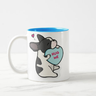 Valentin 2015--FrenchBulldogg-Svart Pied kaffe Två-Tonad Mugg