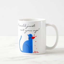 Valentin dag "älskar jag dig" kattkaffemuggen kaffemugg