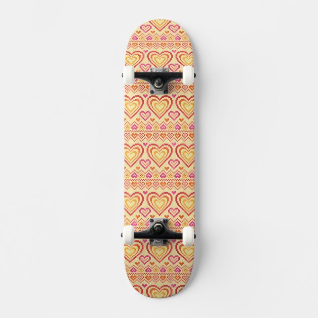 Valentin dag stack mönster skateboard bräda 21,5 cm (Framsida)