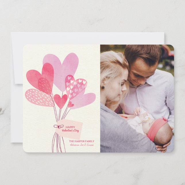 Valentin dag sväller fotokortet julkort (Framsida)
