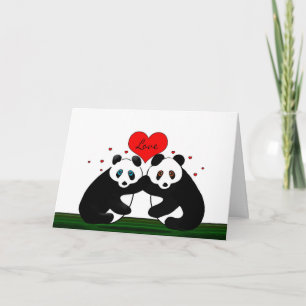 Valentin dag - två förälskade Pandabjörnar Helgkort