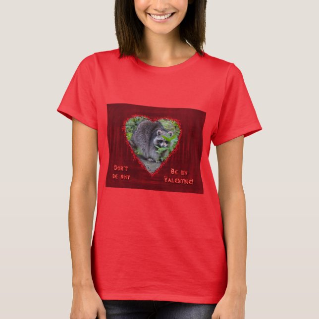 Valentin daghälsning - blyg Raccoon T-shirt (Framsida)