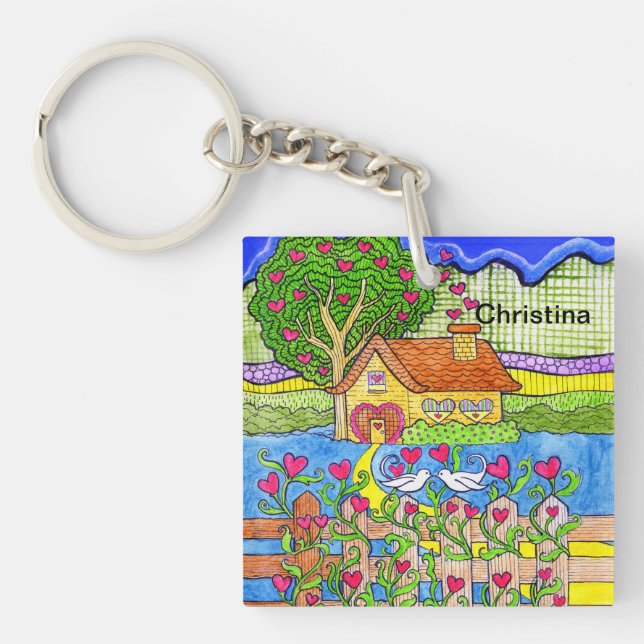 Valentin daghus av hjärtor med duvor (Framsidan)