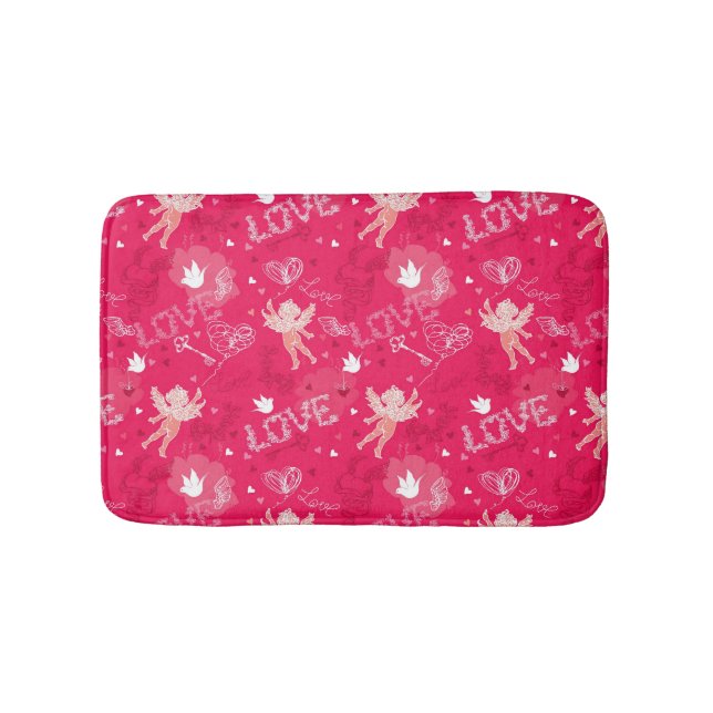 Valentin dagmönster med cupiden badrumsmatta (Framsidan)