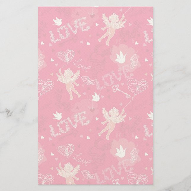 Valentin dagmönster med cupiden brevpapper (Framsida)