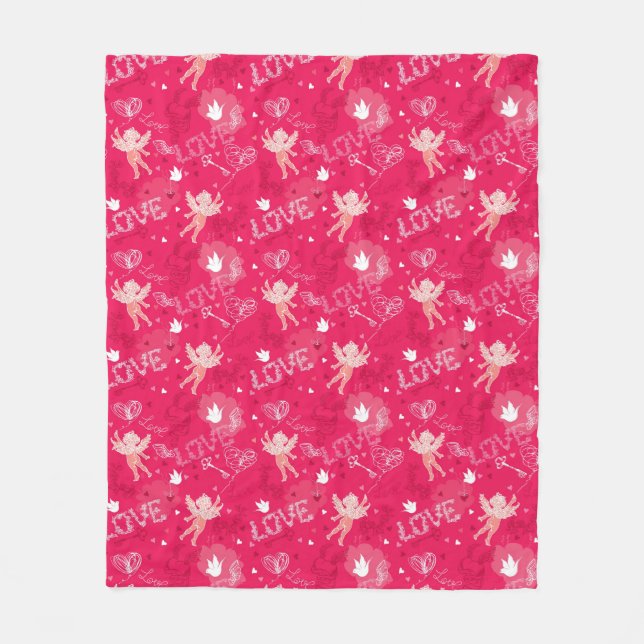 Valentin dagmönster med cupiden fleecefilt (Framsidan)