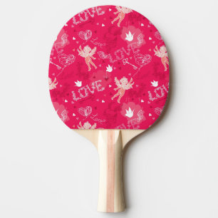 Valentin dagmönster med cupiden pingisracket