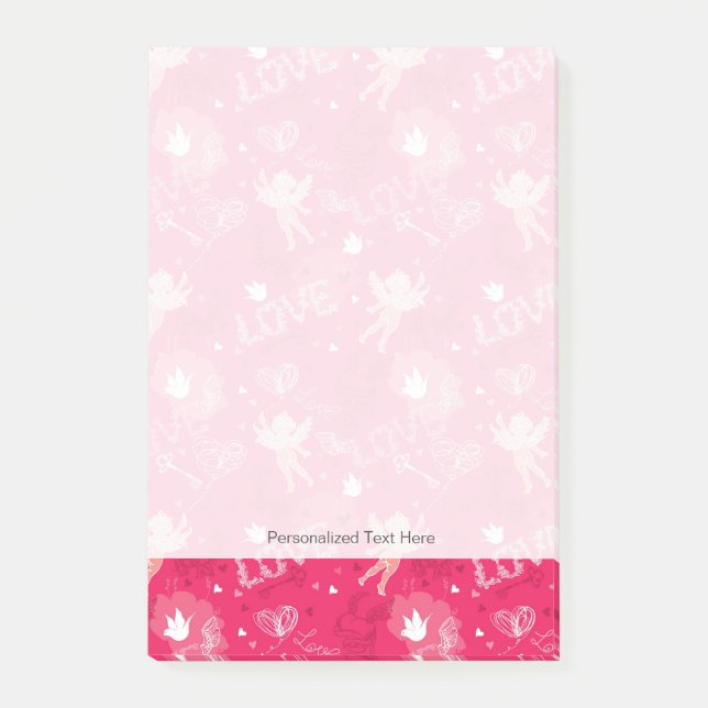 Valentin dagmönster med cupiden post-it block (Framsida)