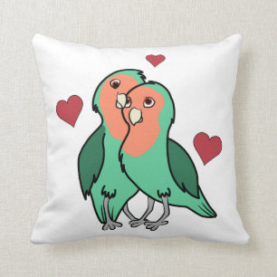 Valentin dagpersikan vände mot love birds med kudde