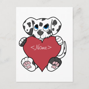 Valentin Dalmatian hund för dag med röd hjärta Helg Vykort