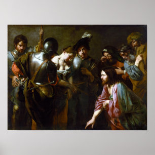 Valentin de Boulogne Kristus och Adulteress Poster