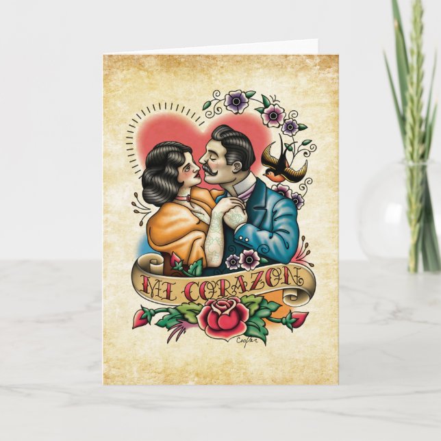 Valentin "för Mi Corazon" dag/romanska kort (Framsida)