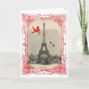 Valentin för Paris vintageCupid Helgkort
