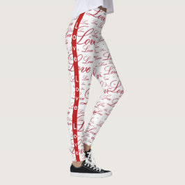 Valentin för romantik"kärlek" rött mönster för leggings