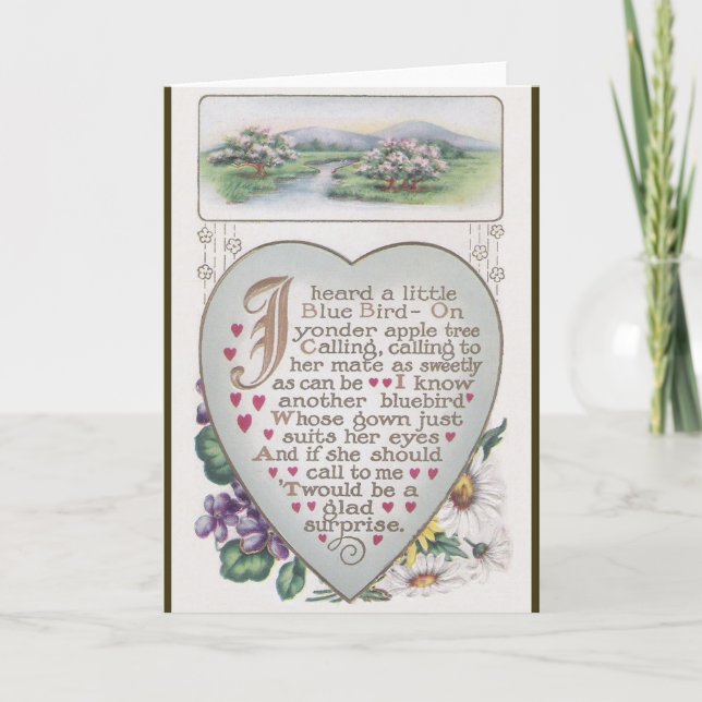 Valentin för vintageblåttfågel helgkort (Framsida)
