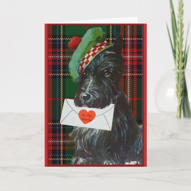 Valentin för vintageScottiehund, Helgkort (Framsida)