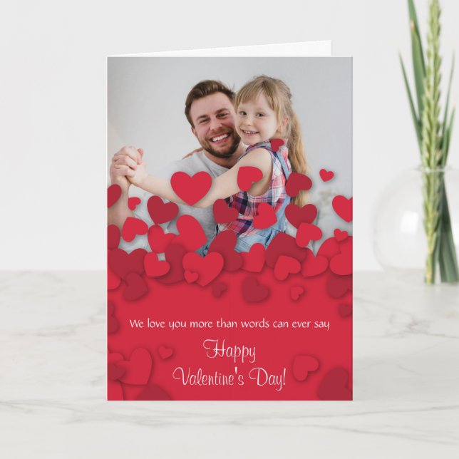 Valentin hjärtor 2 för fotokort kort (Framsida)