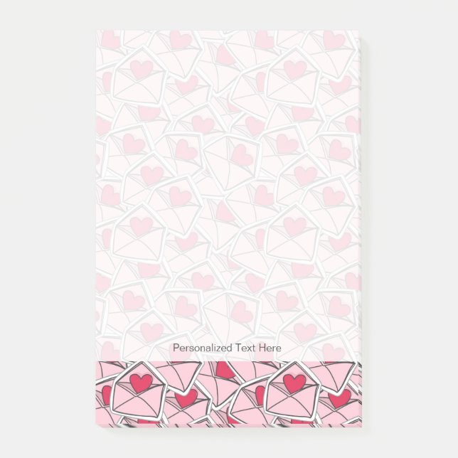 Valentin hjärtor på kuvert post-it block (Framsida)