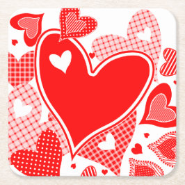 Valentin hjärtor underlägg papper kvadrat