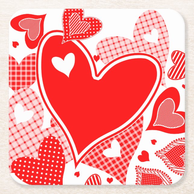 Valentin hjärtor underlägg papper kvadrat (Framsidan)