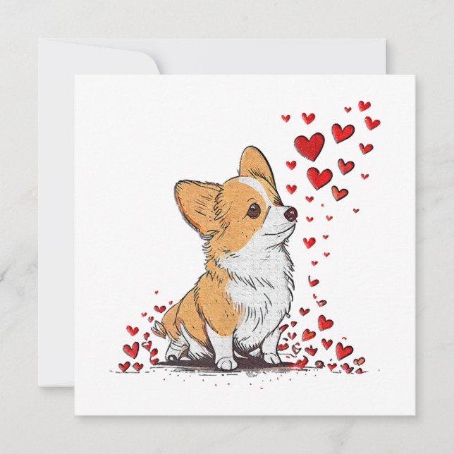 Valentin Hund Söt Corgi Alla Hjärtans Dag (Framsida)
