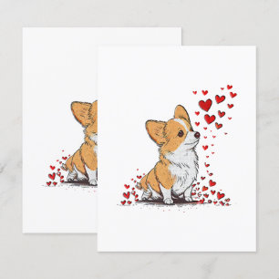 Valentin Hund Söt Corgi Alla Hjärtans Dag Tilläggskort