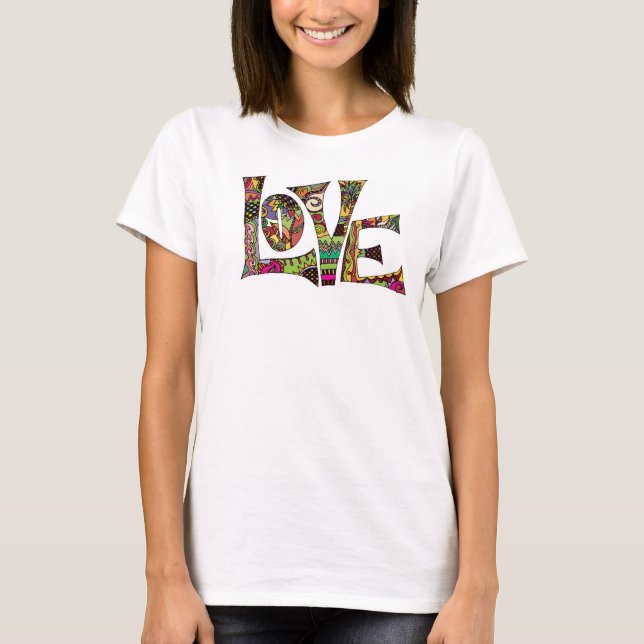 valentin, kärlek, färgstark illustration t-shirt (Framsida)