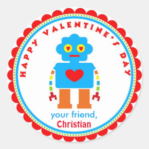 Valentin klistermärkear för robot för runt klistermärke