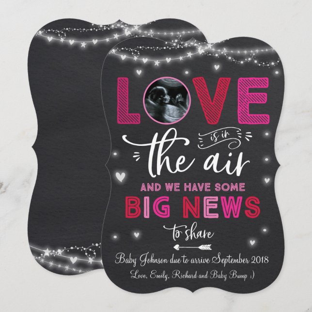 Valentin kort för Ultrasound för gravidmeddelande (Fram/baksida)