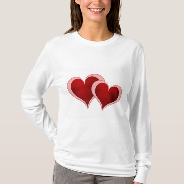 Valentin långärmad för damer för daghjärtor tee shirt (Framsida)