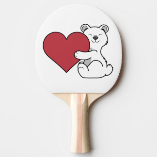 Valentin polar björn för dag med röd hjärta pingisracket