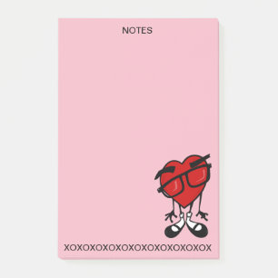 VALENTIN RÖD HJÄRTA XOXO FÖR DAG POSTA-HONOM POST-IT BLOCK