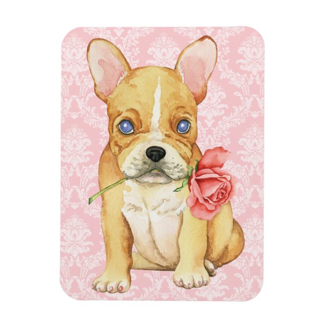 Valentin rosa Frenchie Magnet (Vertikal)