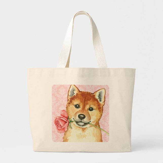 Valentin rosa Shiba Inu Jumbo Tygkasse (Framsidan)