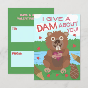 Valentin skolar roliga ungar för dagbäver kort