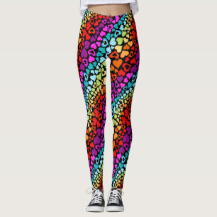 Valentin som strömmer regnbågekärlekhjärtor leggings