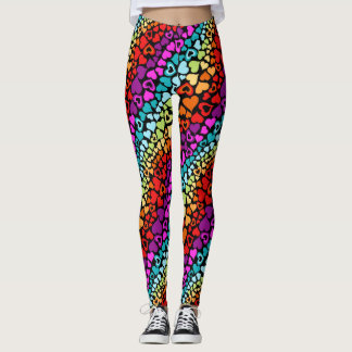 Valentin som strömmer regnbågekärlekhjärtor leggings