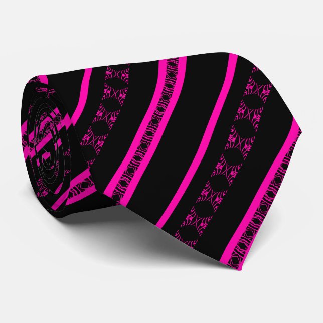 VALENTIN – Svart & Fuchsia Slående Band Slips (Rullad)
