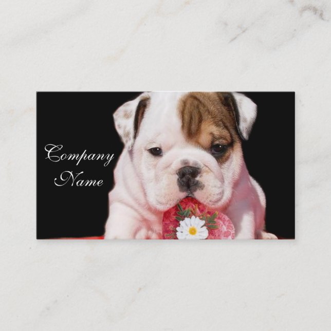 Valentin visitkortar för bulldoggvalp visitkort (Framsida)