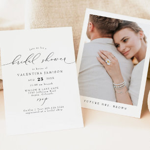 VALENTINA Elegant Minimalist Script Möhippa Inbjudningar
