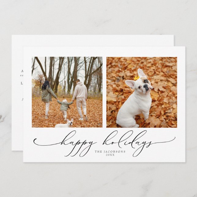 VALENTINA Elegant Script 2 Photo Glad helg Inbjudningar (Fram/baksida)