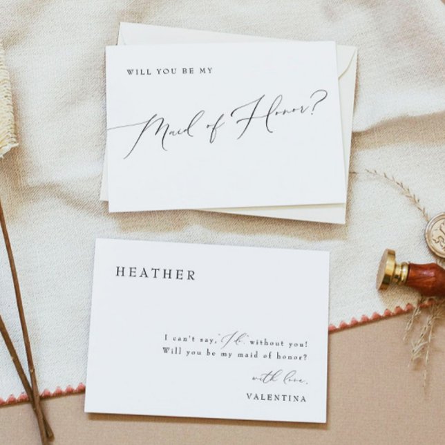VALENTINA Whimsical Script Maid of honor Frieri Inbjudningar (Skapare uppladdad)