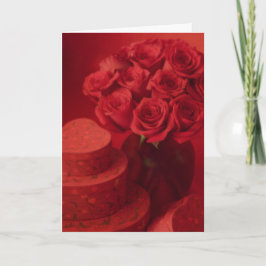 Valentinbukett med rosor helgkort