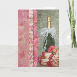 Valentinchampagneflaska med ro helgkort