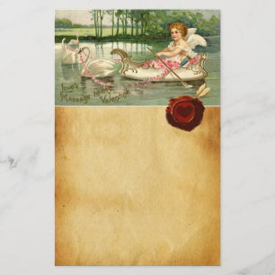 VALENTINCUPID,PULERAT AV SVANAR, RED VAX SEAL BREVPAPPER