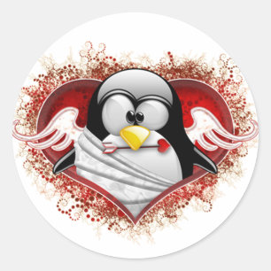ValentinCupidTux Runt Klistermärke