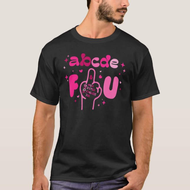 Valentindagen ABCDEFU Mitten Finger Heart Vday T Shirt (Framsida)
